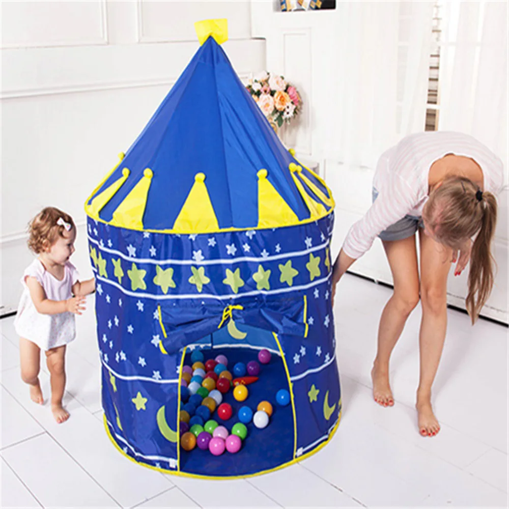 

4 Colors Play Tent Portable Foldable Prince Folding Tent Children Boy Castle House Play House Kids Gifts Indoor Outdoor Tents!