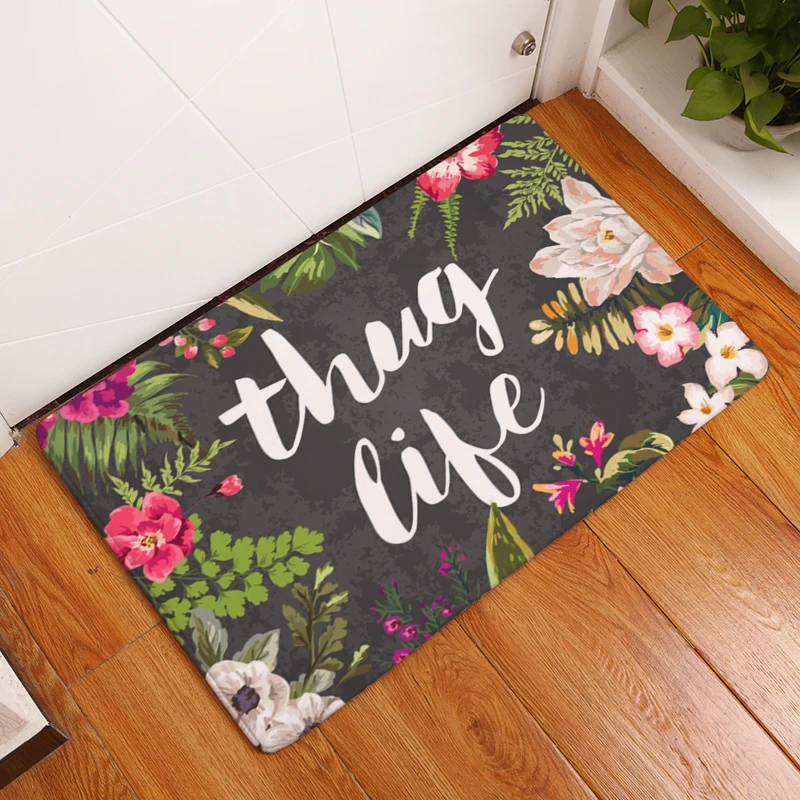 

Vintage Letter Door Mats Flower Pattern West Coast Rugs Soft Mat Flannel Living Room Kitchen Bedroom Foot Pads 40*60cm 50*80cm