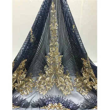 

Hot sale golden sequins mysterious pattern double-colors sequins dress material FC16 Free Shipping wholesale French Lace Fabric