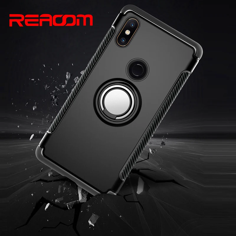 Reaoom Luxury Phone Case for Xiaomi Mi Mix 2S Soft Hard with Ring Business Back Cover Capa Funda |