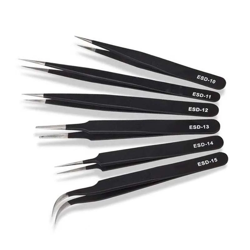 

Anti-Static ESD Tweezers, Electronic Rework Tool Set, Anti-Magnetic Tweezers, DIY Baking Tools for Cake Decorating, 6Pcs
