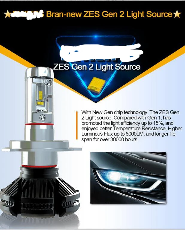 1 комплект 50 Вт 6000LM X3 светодиодные фары H1 H4 H7 H8 H9 H11 9005 9006 9012 H13 9007 2nd lumilled ZES чипы