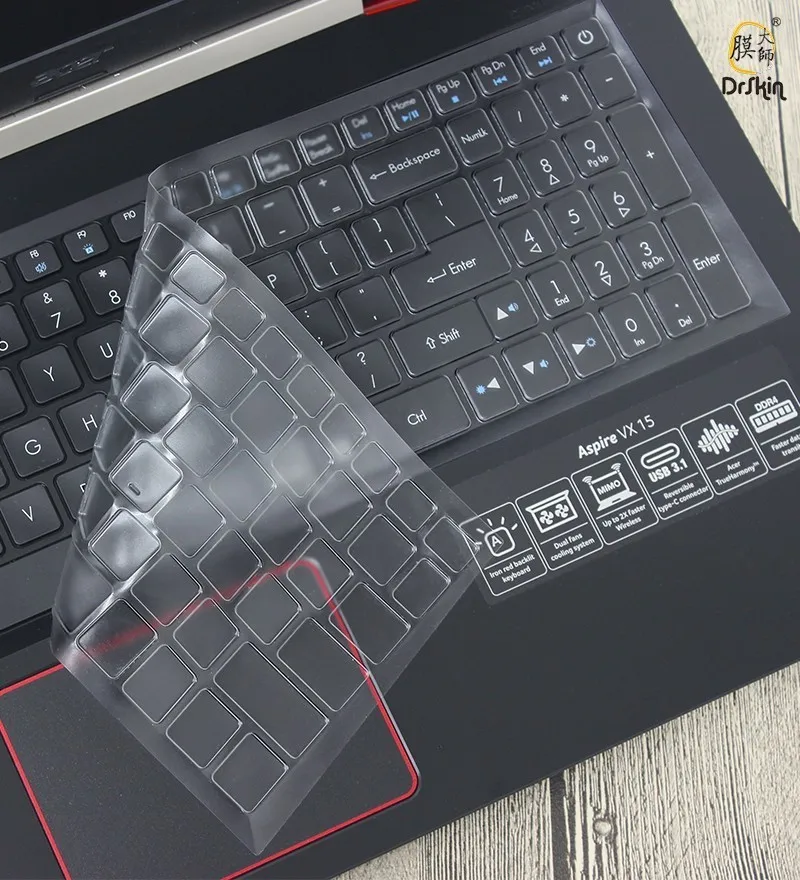 Ультратонкий чехол-клавиатура из ТПУ для ноутбука acer VX5-591G AN515, 15,6 дюймов, невидимая Водонепроницаемая Пыленепроницаемая клавиатура, защитная пленка