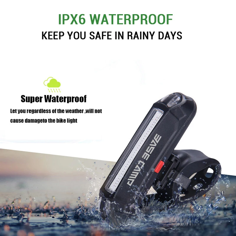 Excellent BASECAMP Bike Light USB Rechargeable LED Rear Light Waterproof Cycling Backlight Warning Flashlight for Bicycle Lights Taillight 3