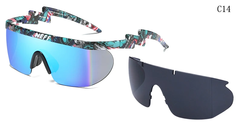 Новые модные брендовые солнцезащитные очки Neff для мужчин/женщин Oculos De Sol Винтажные Солнцезащитные очки с покрытием для вождения 2 объектива Gafas Feminino - Цвет линз: C14