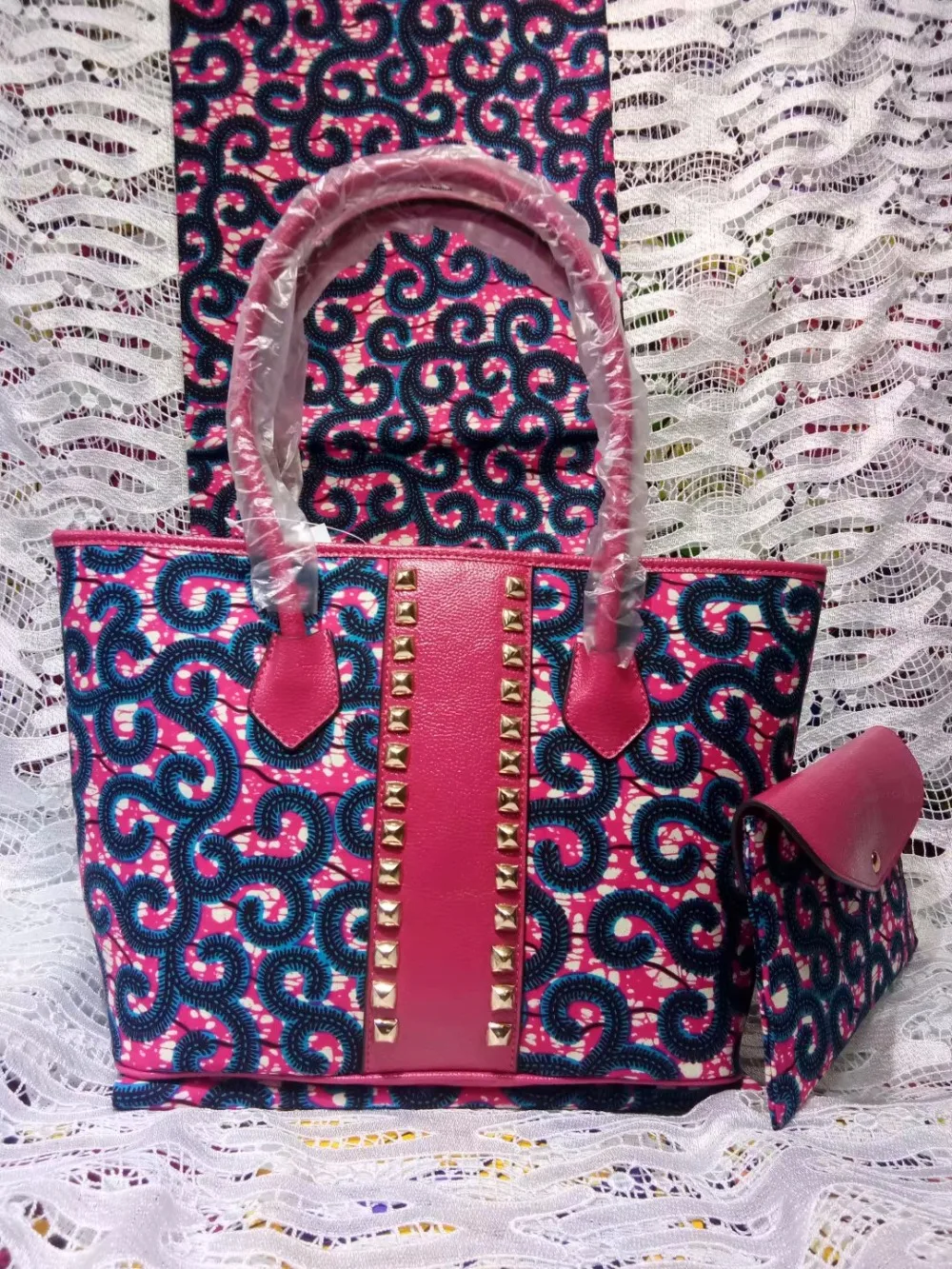 Hot sale Nigerian women purses and handbags african wax bag set african