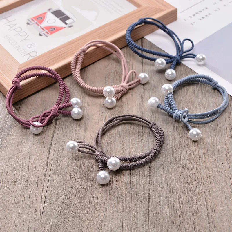 

Hot Sale Hair Accessories Pearl Elastic Rubber Bands Headwear For Women Girl Ponytail Holder Hair Scrunchy