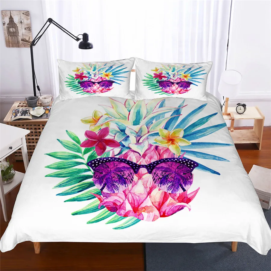 

Bedding Set 3D Printed Duvet Cover Bed Set Pineapple Home Textiles for Adults Lifelike Bedclothes with Pillowcase #BL01