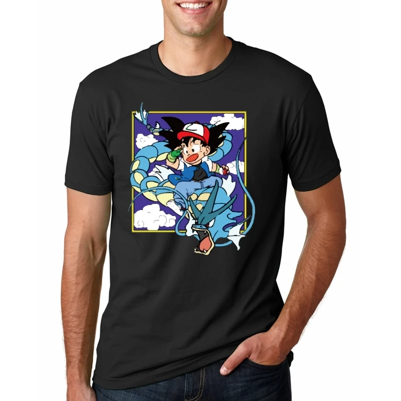 Новое поступление Для мужчин Мода Dragon Ball Pokemon Футболка с принтом короткий рукав
