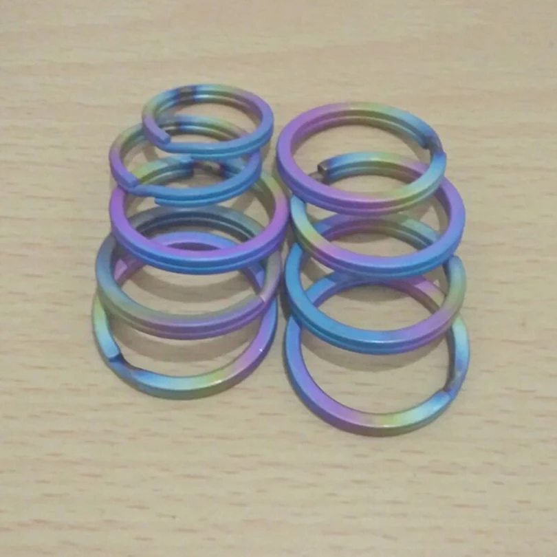 

10PCS Multicolor Titanium Split Ring TC4 Keyring Double Loop Key Chain Holder Hanging Buckle EDC Flashlight Accessories J205