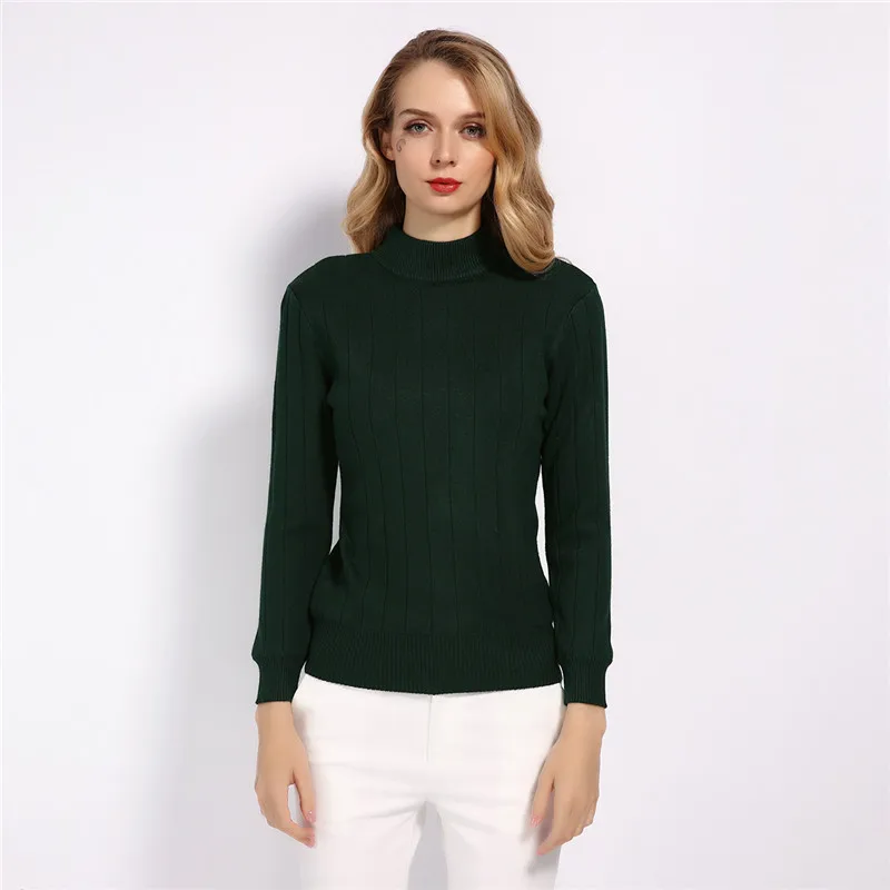 Женский свитер на флисе GCAROL, теплый эластичный вязаный пуловер с воротником-стойкой в офисном стиле, размеры S-XL на осень и зиму