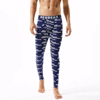 

SEOBEAN 2018 Winter Autumn New Mens Sexy cotton fabric Long johns Tights Thermal Underpants leggings dark blue color Piano Print