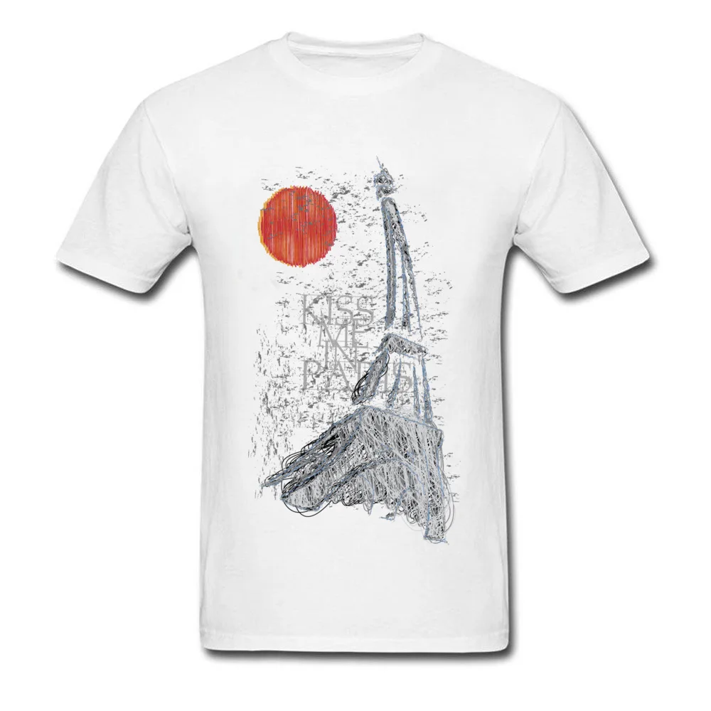 Paris Cotton Fabric Tees for Men Summer T-Shirt Party Hot Sale Round Collar Tops T Shirt Short Sleeve Drop Shipping Paris white