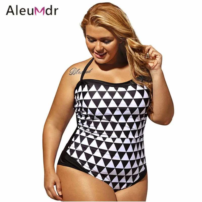 Aleumdr New Womens One Piece Swimsuit Black White Geometric Graphic Print 1 PC Plus Size Swimwear LC41773 Maillot De Bain plus-size-black-swimsuit : image Aleumdr New Womens One Piece Swimsuit Black White Geometric Graphic Print 1 PC Plus Size Swimwear LC41773 Maillot De Bain plus-size-black-swimsuit