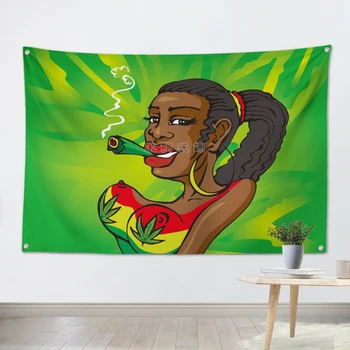 

Leaf Smoking Flag Banner Jamaica Rasta Reggae Music Rock Band Home Decoration Hanging flag 4 Gromments in Corners 3*5FT