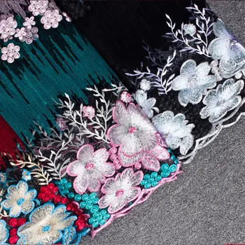 

LASUI 1 y/1 lot Multicolor noble Black mesh Positioning flower embroidery lace DIY handmade fabrics/garment accessories X0343