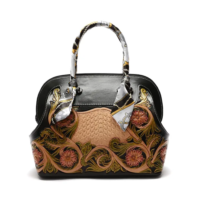 100% Luxury Genuine Leather Women Hand Bag Brand Designer Italian vegetable tanned Cowhide ...