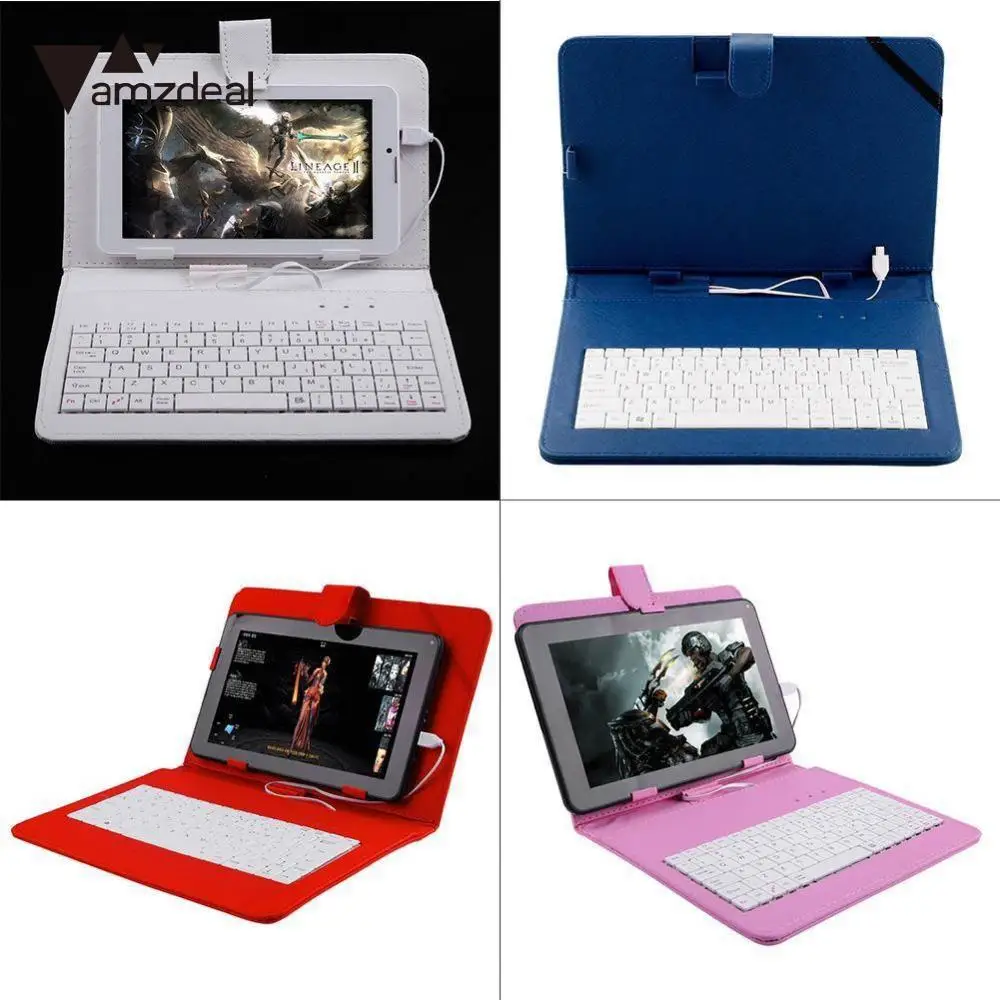 

amzdeal 6 color Univesal 9" PU Leather Stand For Tablet Keyboard Protective Case Cover Holder With Micro USB