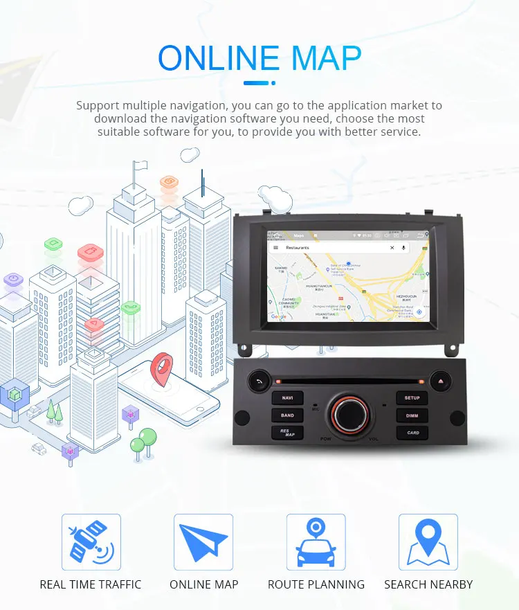 Sale LJHANG IPS Android 9.0 Car DVD Player For Peugeot 407 2004-2010 GPS Navi Multimedia Autoaudio Stereo Car Radio Bluetooth WIFI BT 5