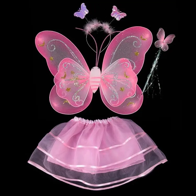 Комплект из 4 предметов: сказочная принцесса, Бабочка, праздничный костюм - Цвет: Pink