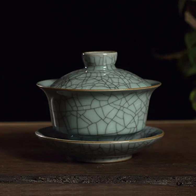 [GRANDNESS] Longquan Celadon фарфоровые Gaiwan КИТАЙСКИЕ чашки кракле глазури чайная посуда 150 мл