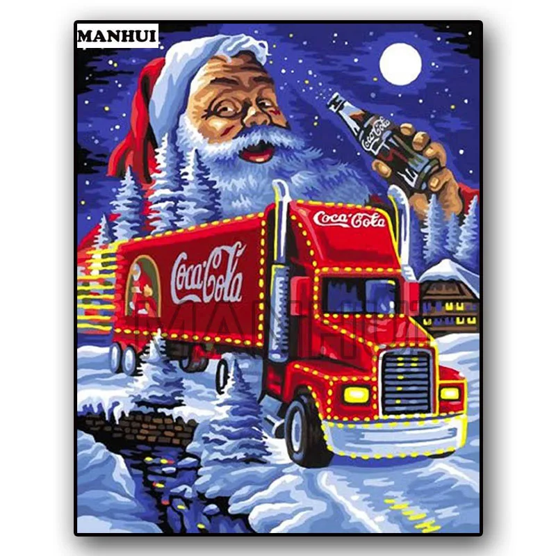 

MANHUI Diamond Painting cross stitch Santa Claus diamond embroidery full square round diamond mosaic painting ornament ARW239