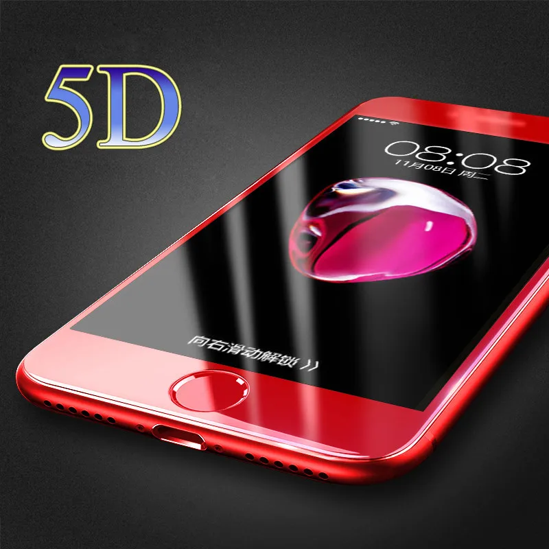 5D полное покрытие закаленное стекло для iPhone 7 7 Plus 9H Жесткий 3D 4D обновление Взрывозащищенная Пленка чехол на 7 7PLus 4," 5,5"
