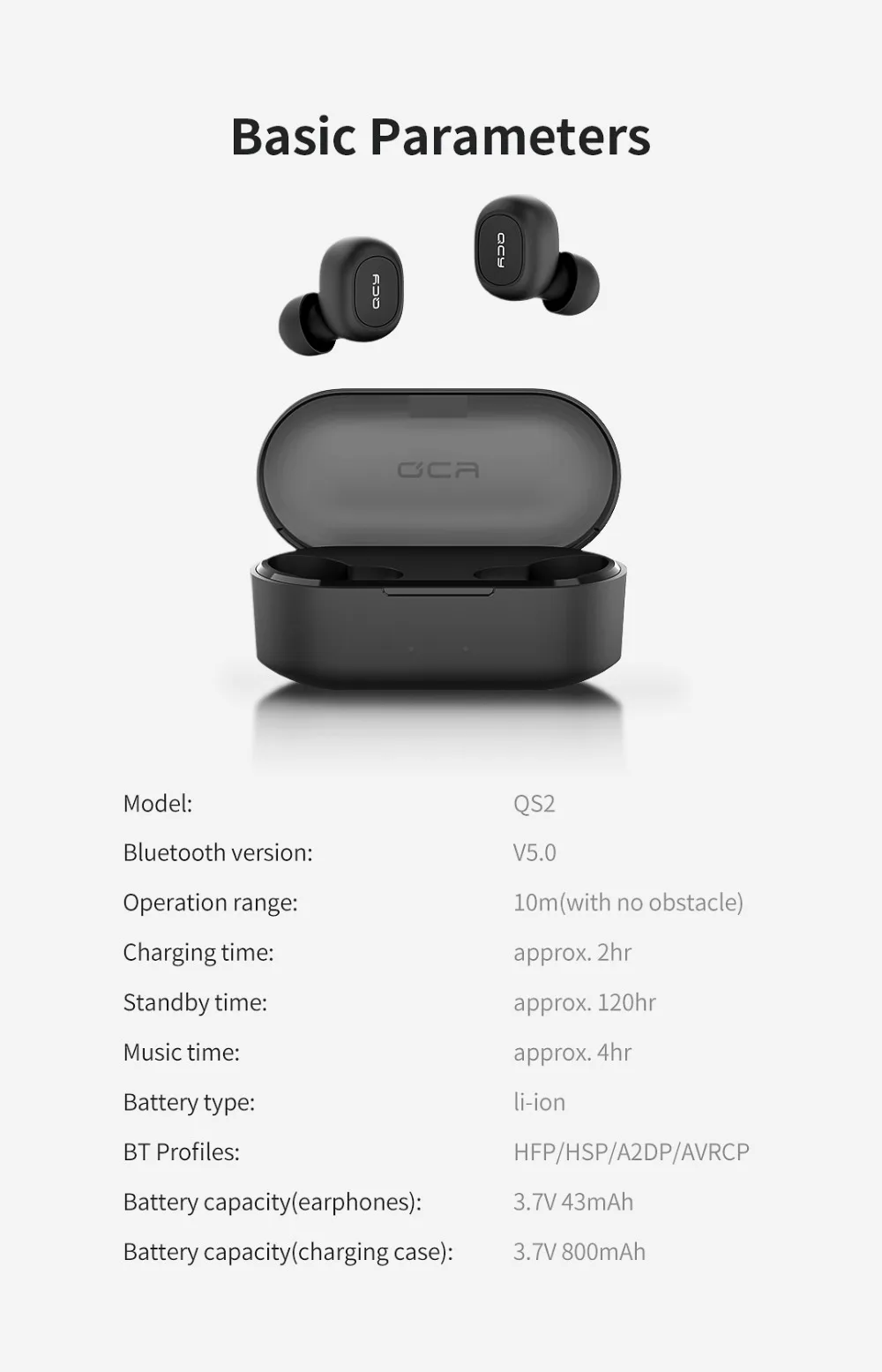 QCY QS2 TWS Bluetooth V5.0 гарнитура спортивные беспроводные наушники 3D стерео наушники мини в ухо двойной микрофон с зарядным устройством