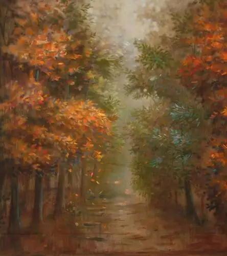 

Oil painting style autumn tree forest vinyl cloth photography backdrops for wedding kids photo studio portrait backgrounds