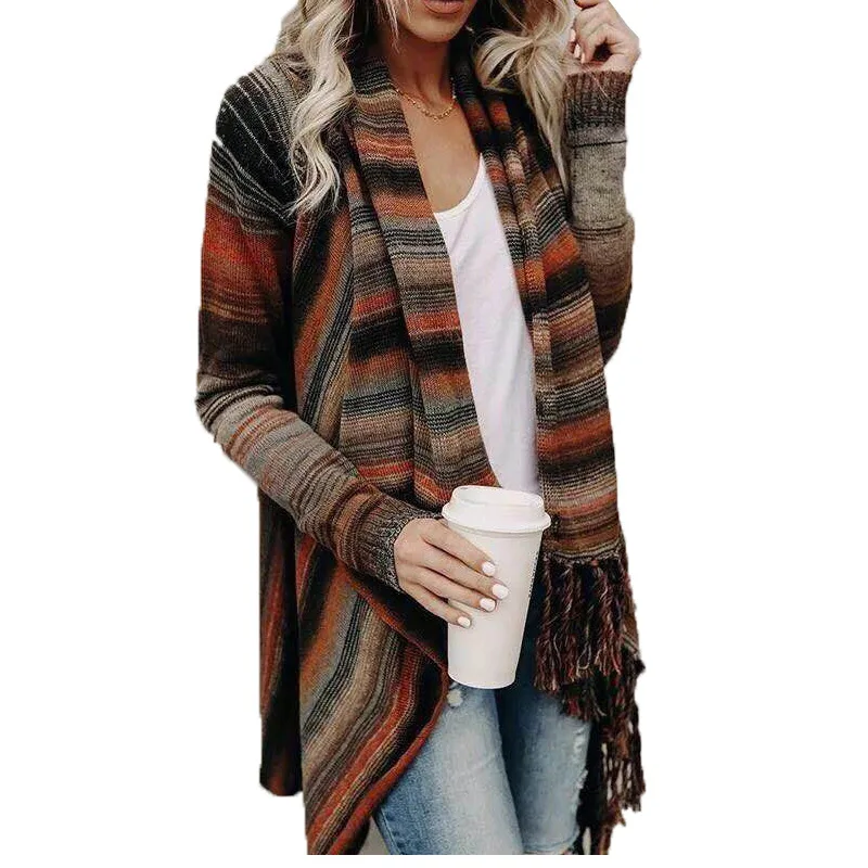 2019 autumn and spring European style knit cardigan woman sweater cute tassel irregular single button female sweater 2019 autumn and spring European style knit cardigan woman sweater cute tassel irregular single button female sweater