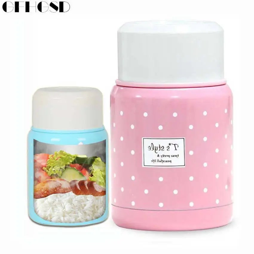 

350ML Portable Handles Double Stainless Steel Thermo Lunch Box Soup Mug Soup Thermos Inox Spoon Food Container Vacuum Drinkware