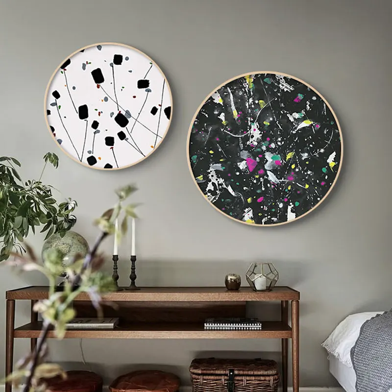 

Black And White Circle Canvas Painting Simple Style Poster Print Fashion Home Decorative For Living Room Dining Room Wall Art