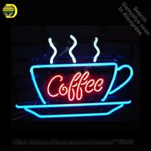 Неоновая вывеска для кофе, неоновые лампы для кафе, Настоящая стеклянная трубка ручной работы для развлекательных мест и гаражей, дисплей, знак гостиницы VD 17x14