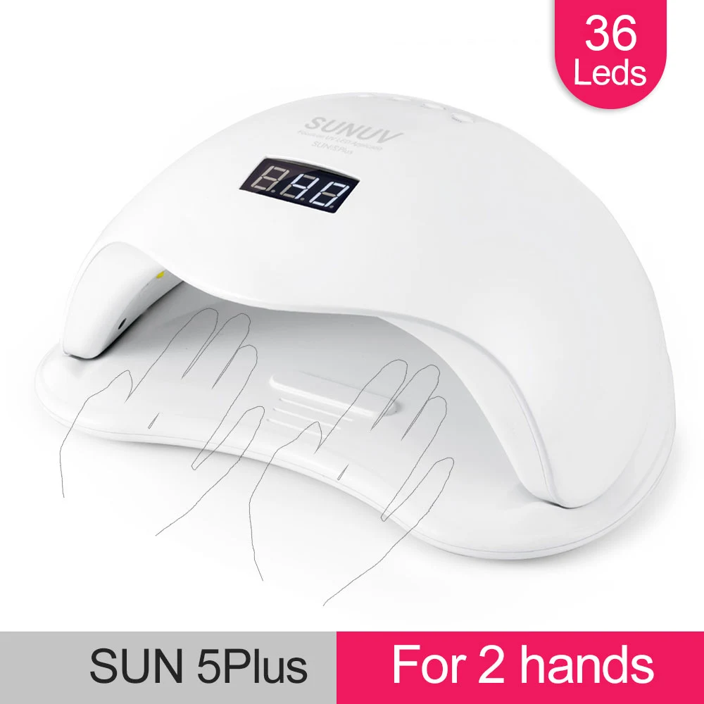 Comprar SUNUV SUN5 Plus 48W UV lámpara LED para secado de uñas para curar todo tipo de Gel 99s baja temperatura 36 Leds lámpara UV para dos manos máquina de Arte de uñas