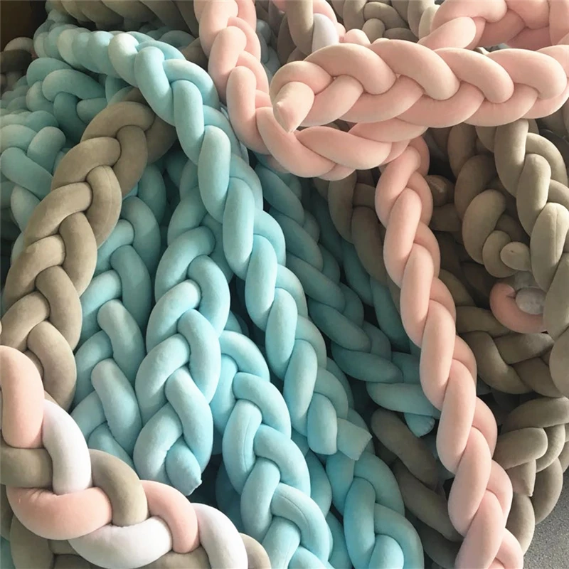 2M/3M Nodic Knot Newborn Baby Bed Bumper Knotted Braid Pillow Cushion Baby Crib Bumper for Infant Room Cot Decor