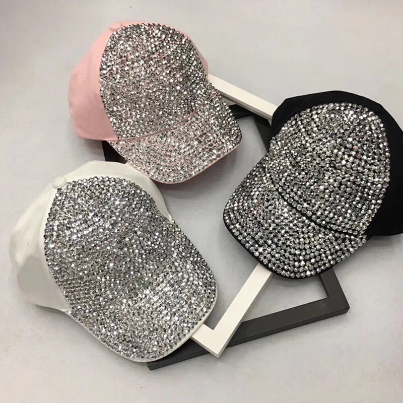 

Spring Solid Cotton Baseball Caps For Women Girl Summer Hip Hop Snapback Hat Fashion Rhinestone cap 2018 New Brand Free Shipping