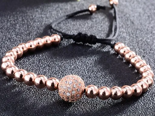 

8mm eg434 silver gold copper micro pave cz zircon cubic zirconia Bracelet adjusted Macrame Charm Braided Rope Bangles