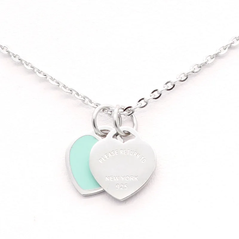

Hot high Quality Double Heart Pendant Necklace For Woman Stainless Steel Necklace Wholesale Jewelry Fine Love Necklace Female