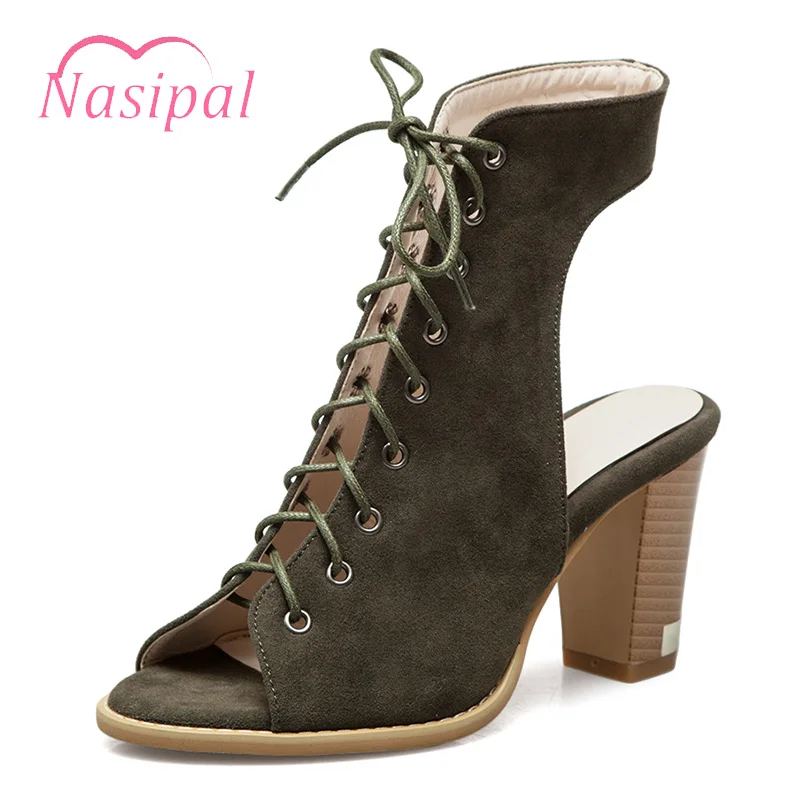 

Nasipal Women High Heels Casual Ladies Roman Sandals Gladiator Bootie Thick Heels Peep Toe Lacing Shoes Woman Size 19 50 C357