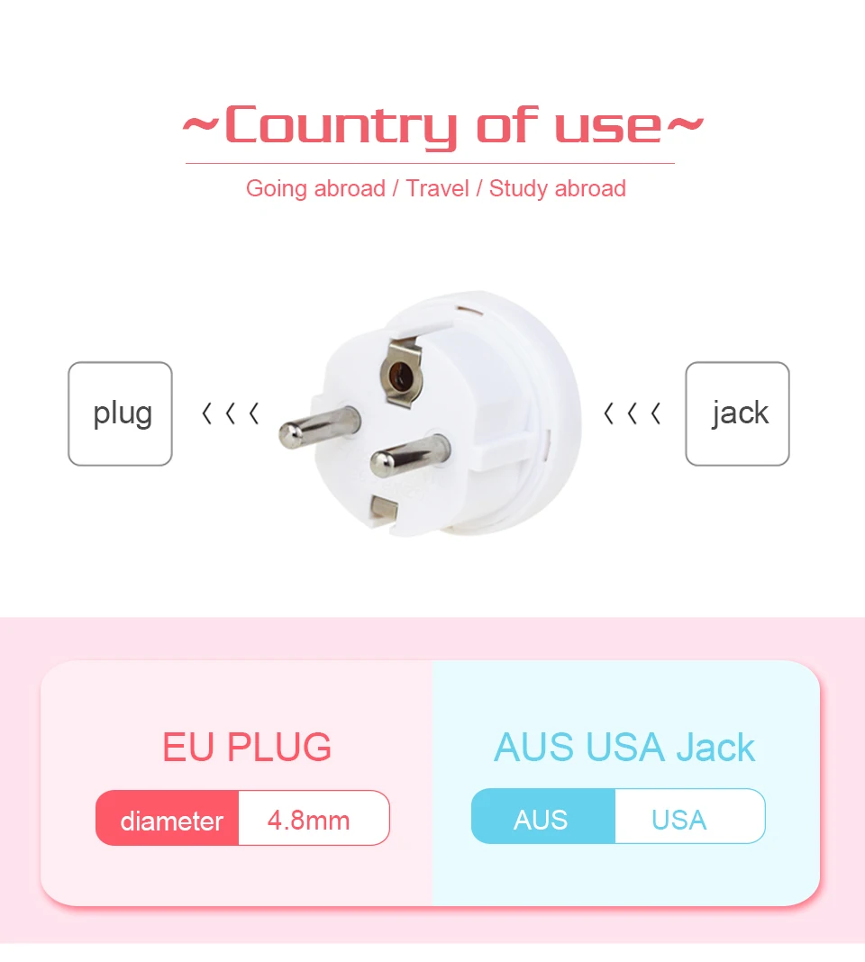 1PC US AU To EU Plug 2 Round Pin Socket USA AUS To Eur Europe Travel Wall AC Power Plug Wall Charger Outlet Adapter Converter (2)