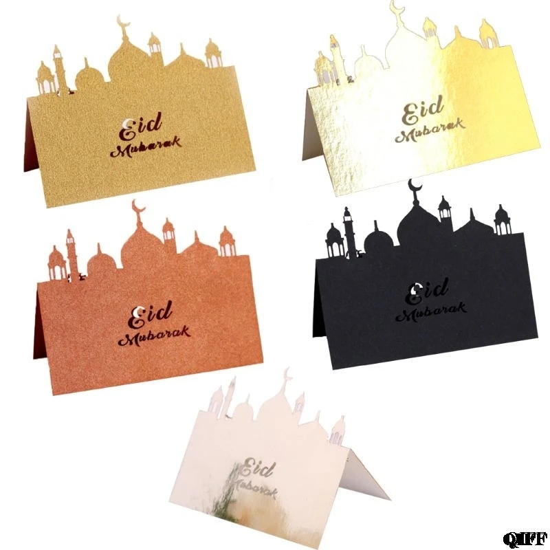 

Drop Ship&Wholesale 50pcs Laser Cut Castle Eid Mubarak Muslim Ramadan Wedding Party Invitation Table Place Card Name Cards APR28
