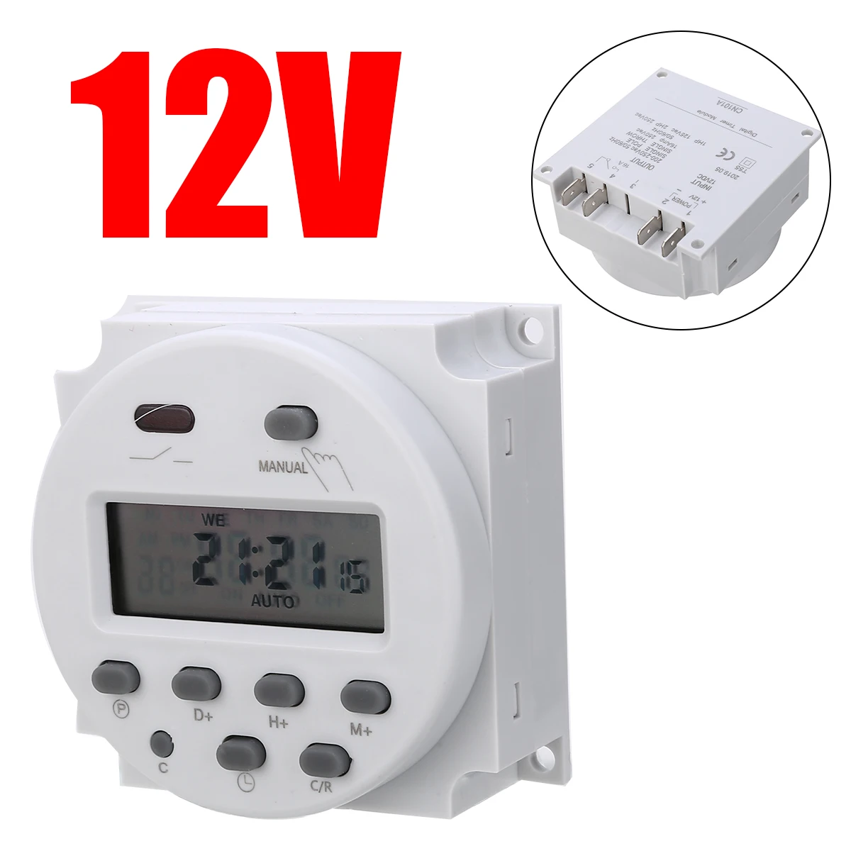 

Timer Time Relay Switch AC/DC 12V 16A Programmable Digital Electric Weekly 7 Days Control For Home Appliance