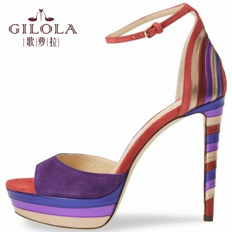 

12cm Thin Heels Women Sandals Gladiator High Heels Fashion Shoes Spring Summer Woman Black #Y0310673Q