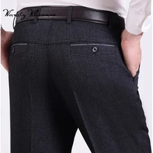 Мужской костюм Брюки флисовые плотные деловые брюки осень зима мужские повседневные брюки Прямые классические брюки для мужчин