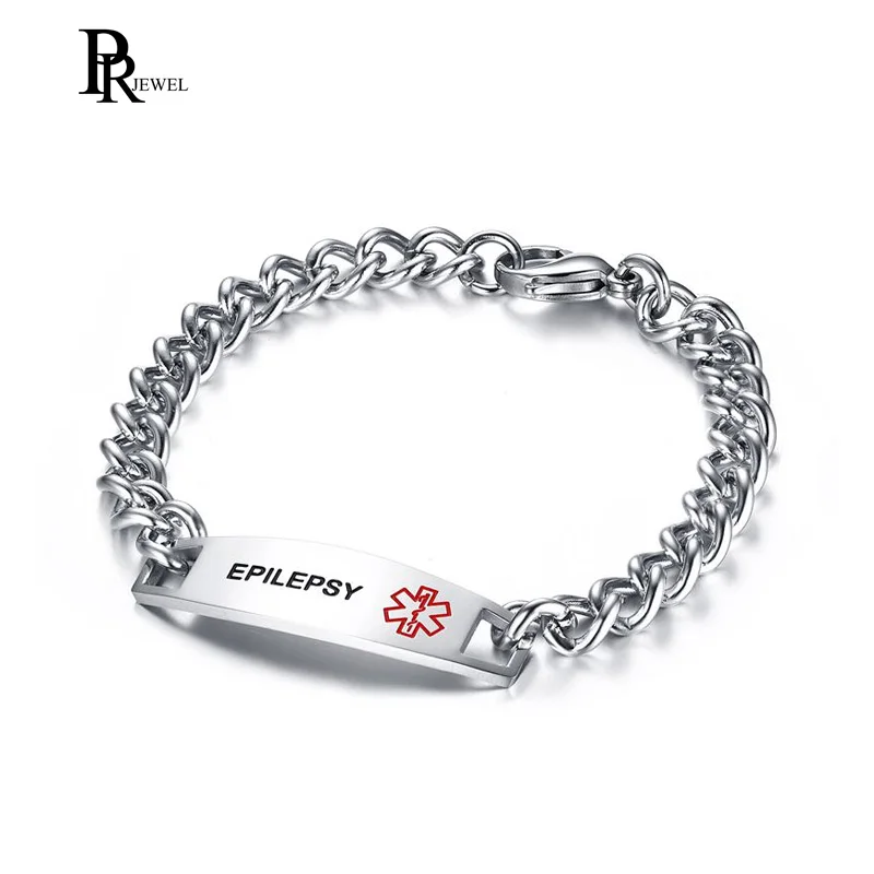 Epilepsy Medical Alert Id Bracelet 316l Stainless Steel Link Epilepsy Medical Alert Id Bracelet 316l