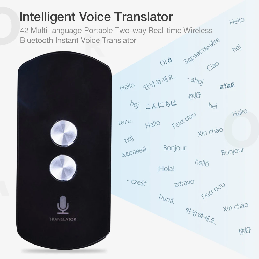 Умный голосовой переводчик с многоязычным двусторонним беспроводным Bluetooth мгновенным голосовым переводчиком в режиме реального времени для путешествий