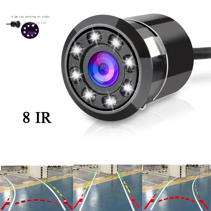 

Waterproof 8 IR Night Vision car reverse camera reversing trajectory system Super HD for all car with Dynamic Track lines