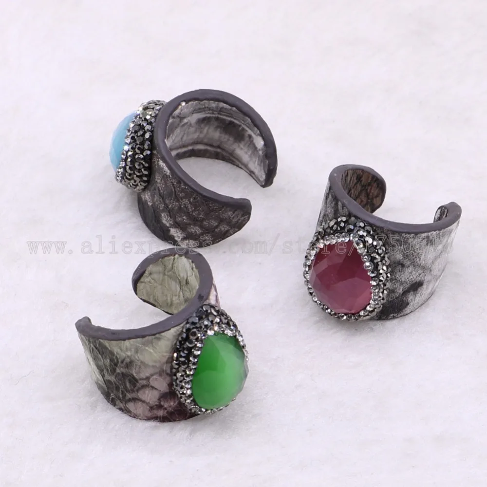 10 шт. природный камень кошачий глаз кольца ограненный камень Jewely ручной микс цветов Мода Druzy украшения для женщин 3432