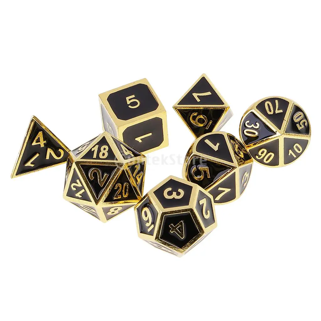7PCS Metal Polyhedral Dice D4-D20 for Dungeons and Dragons Game &Dice Cup #1