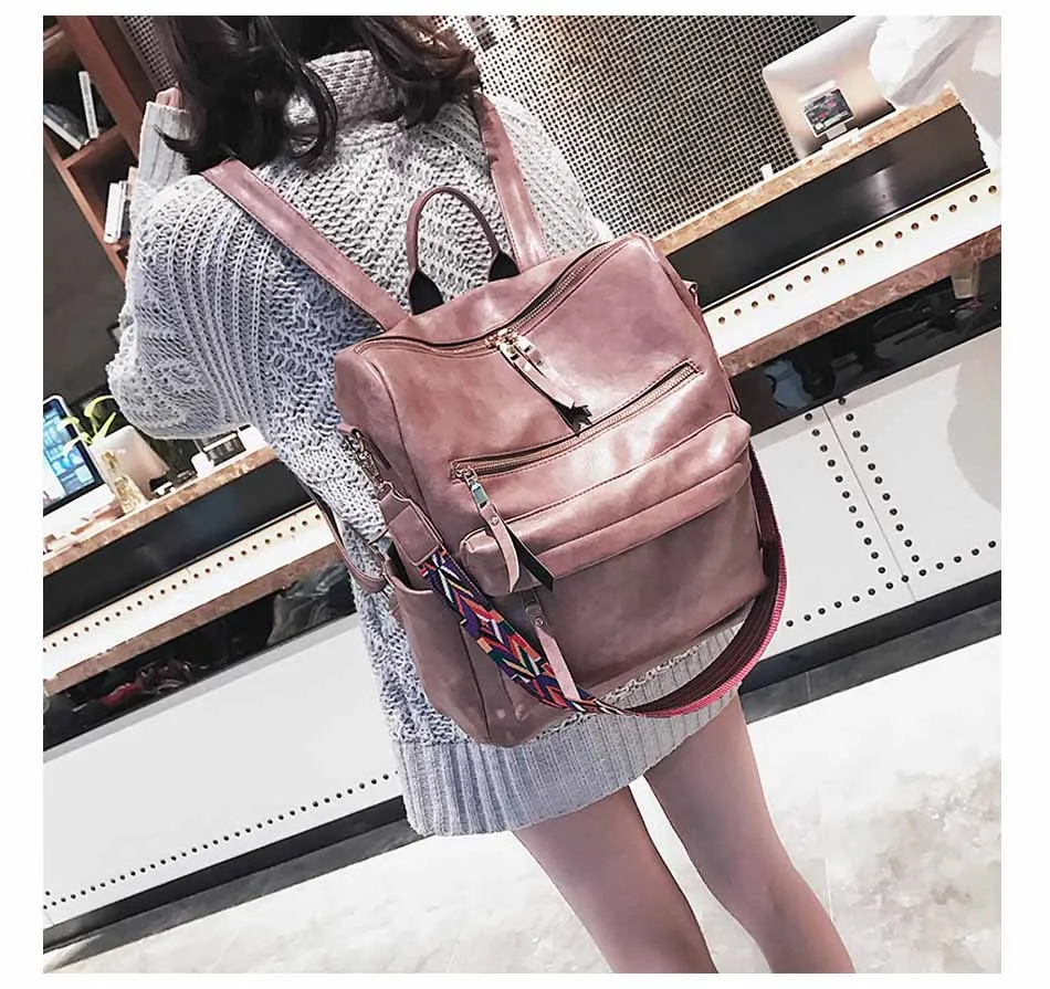 Кожаный женский рюкзак, школьная сумка для студентов, большие рюкзаки, многофункциональные дорожные сумки, Mochila, розовый винтажный рюкзак XA529H